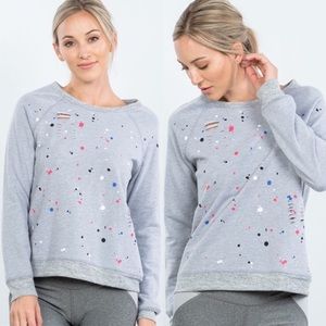 New Paint Splatter Distressed Pullover Sweater